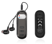 Bluetooth 5.4 Wireless Clip-On Headset Retractable Earbuds Hands-Free Calling Audio Receiver with LED Display & Mic for Business & Sports