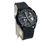 Premium Straps Watch Black Spinning Wheel Display Image