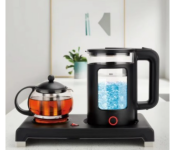2-in-1 Electric Glass Kettle & Teapot Set with Infuser, 1.8L Kettle & 0.6L Teapot, Black/Clear