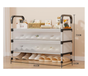 Multifunctional 3-Tier Dustproof Shoe Rack and Storage Organizer with Pull-Out Drawers 
