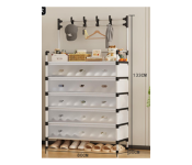 Multifunctional 6-Tier Entryway Storage Rack with Drawers and Hooks - Space Saving Organizer