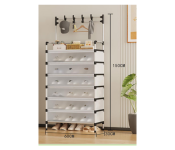 Multifunctional 7-Tier Entryway Storage Rack with Drawers and Hooks - Space Saving Organizer for Home