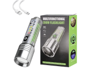 Ultra Bright Long Range LED Flashlight with Zoom Transparent Fluorescent Tactical Torch with Magnet & Clip