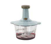 Manual Food Processor & Hand Press Blender (2.0L) - Multipurpose Vegetable Chopper, Meat Grinder & Garlic Mincer - Teal Blue