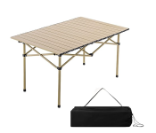 Portable Folding Camping Table with Wood Grain Top Image