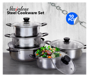 10 PCS Stainless Steel Stock pot Set with Cooltouch Handle