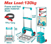 TOTAL Foldable Aluminum Hand Truck 130kg Capacity Image