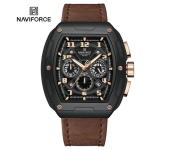 NAVIFORCE Mens Sport Chronograph Watch Tonneau Brown NF8053 Image