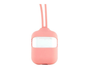Soft Silicone Capsule Airpods Case with Strap Set - Rose
