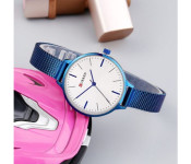 Curren 9022 Stainless Steel Analog Quartz Watch For Women White and Blue  - Similar Product Imag - ID 31812