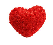 Rose Flowers Accent Pillows Heart Shaped Cushion - Red