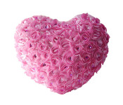 Rose Flowers Accent Pillows Heart Shaped Cushion - Rose