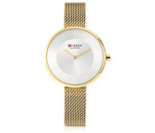 Curren 9030 Stainless Steel Analog Quartz Watch For Women Silver and Gold