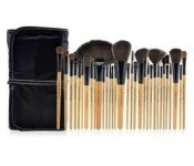 Cosmetic Makeup Beauty Brushes 32 Piece with Leather Case Pouch CM021 Wood