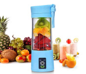 Portable Rechargeable 4B Juice Blender with 4 Stainless Steel Blade - (JA041)Blue