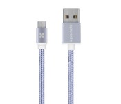 Promate LinkMate-U2M Heavy Duty Mesh Armored Micro-USB Sync & Charge Cable - Silver