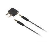 Promate AirGear-1 Premium Aircraft Headphone Adapter Kit with 3.5mm Audio Cable - Black