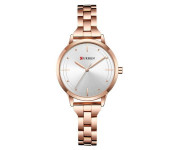 Curren 9019 Stainless Steel Analog Quartz Watch For Women Silver and Rose gold