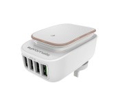 Promate Glint-4.UK High Power Home Charger with Night LED Light, White