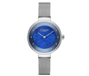 Curren 9032 Analog Quartz Watch For Women Silver and Blue