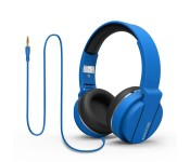 Promate Encore Lightweight Stereo Wired Heaphones with Padded Foldable Headband, Blue