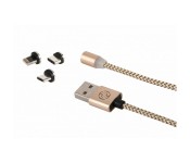 3 in 1 magnetic charging adapter charging cable for Android and iOS 31441 Gold