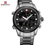 Naviforce 9138 Men Analog-Digital Stainless Steel Starp Watch - Silver