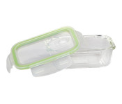 Royalford RF8813 1.5 Litre Rectangle Glass Airtight Container - Clear & Green