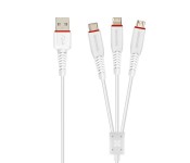 Promate FlexLink-Trio 3-in-1 Universal ExoFlex Charging Cable - White