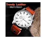 Swissmark SMW117 Analog Trendy Sports Leather Watch for Men, Dark Brown
