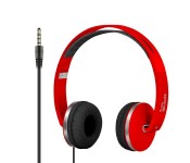 Promate Swing Dynamic On-Ear Stereo Headset with Hi-Fi Sound, Red