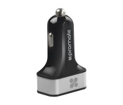 Promate Ternion 7.2A Premium Aluminum 3 Port USB Car Charger, Silver