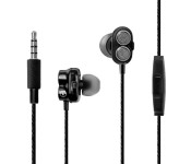 Promate Onyx Bass Boost Dual Driver In-Ear Earphones, Black