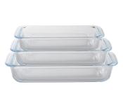 Royalford RF8802 Rectangular Glass Baking Tray Set - 3 Pieces