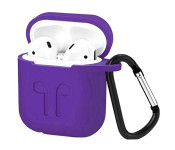 AirPods Case Holder Shockproof with Anti-Lost Strap & Carabiner - Purple