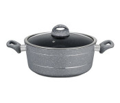 Royalford RF9472 32cm Marble Smart Casserole with Glass Lid - Grey
