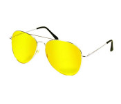 Night View Aviator Style Yellow Polycarbonate Glare Reduction Image
