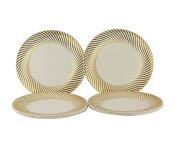 Rosymomen 2371 7-inch Plastic Plate Set - 10 Pieces, Gold