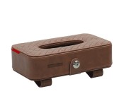 Promate TissueBox PU Leather Clip Car Sun Visor Tissue Box Holder for Facial Tissue & Other Napkin Papers - Cherrywood