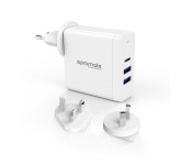 Promate PowerCore-C 60W Multi Regional Plug USB C Wall Adapter with Power Delivery, White