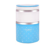 Royalford RF6145 Stainless Steel Double Layers Lunch Box - White & Blue