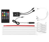 Car RGB LED Strip Light Atmosphere Lamps Car Interior Light With Remote - Big, White