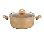 Royalford RF9467 22cm Marble Smart Casserole with Glass Lid - Beige