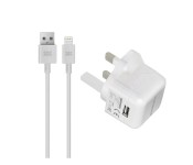 Promate ChargMateLT-UK Premium 2.1A Charger with Lightning Connector, White