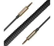 Promate LinkMate-A3 Premium Coiled 3.5mm AUX Audio Cable - Black
