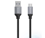 Promate UniLink-CAF USB-C to USB 3.0 Type-A Data and Charging Cable - Grey