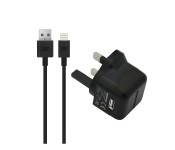 Promate ChargMateLT-UK Premium 2.1A Charger with Lightning Connector, Black