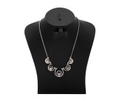 Stainless Steel 5 Stone Necklace 33045 Silver and Black  - Similar Product Imag - ID 16878
