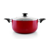 Royalford RF6443 30 cm Non Stick Ceramic Casserole with Glass Lid - Red