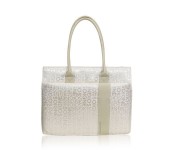 Promate Nicole 15 inch Premium Trendy Ladies Tote Bag for Laptop with Multiple Pockets, Cream